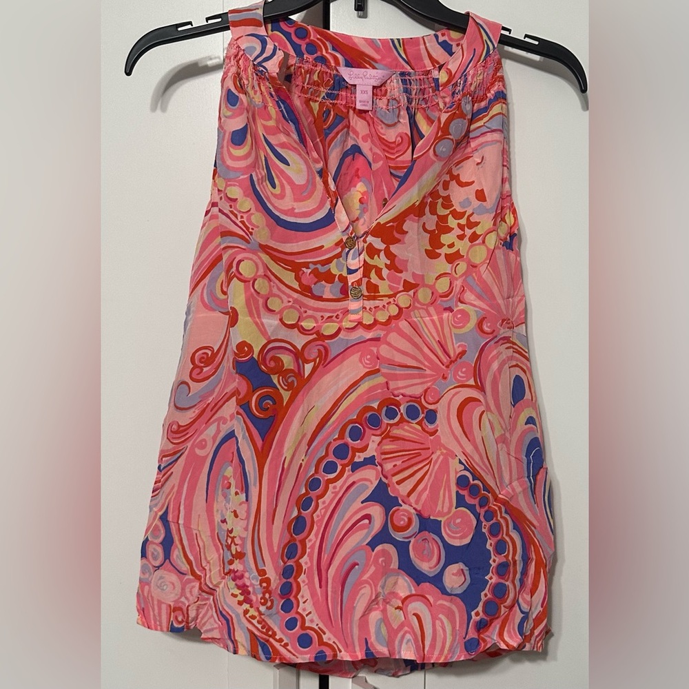 Lilly Pulitzer Pink and Blue Patterned Blouse